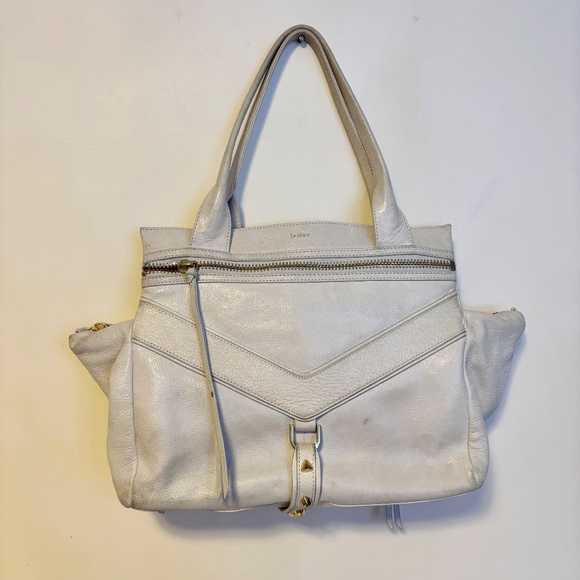 Botkier Trigger Leather Satchel Shoulder Bag Purse Multi Compartment Gold Studs - Picture 3 of 5